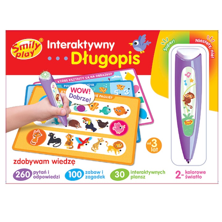 Dlugopis interactiv, Zdobywam Wiedze, set cu carti educative, multicolor