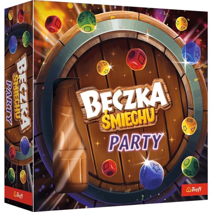 Beczka Smiechu Party, interaktív játék, 54 kártya, 8 dobókocka, többszínű