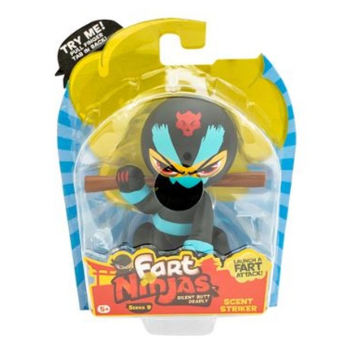 Figurina Fart Ninjas Scent Striker, efecte sonore, 8cm, multicolor