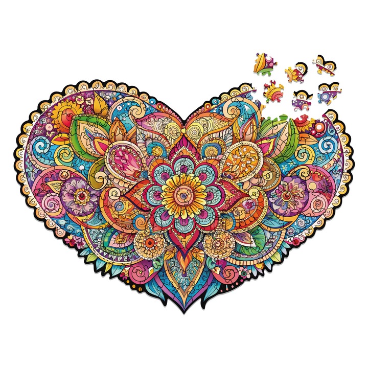 Дървен пъзел Milliwood, серия Peace and Harmony, Мандала Сърце, 150 части