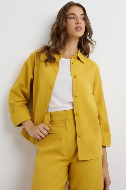 Дамска риза, HiCCUP, памук/лен, жълта