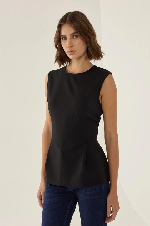 Slim fit bluz kerek nyakkivagassal