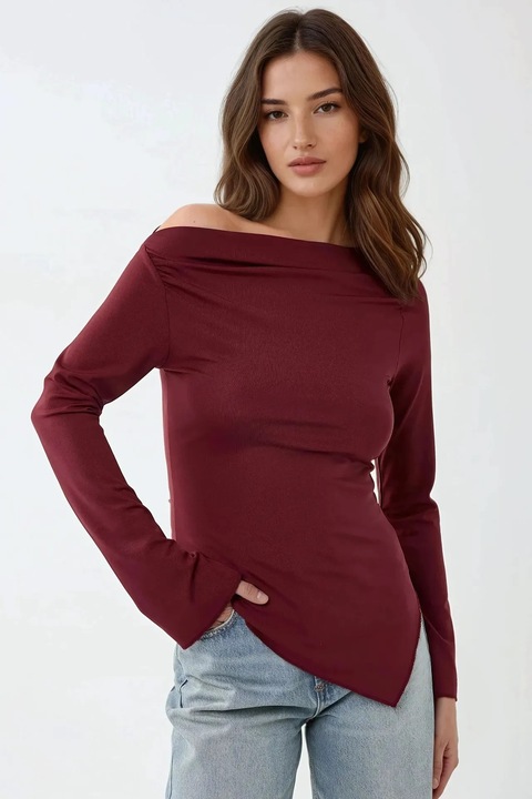 Bluza asimetrica uni cu maneci lungi