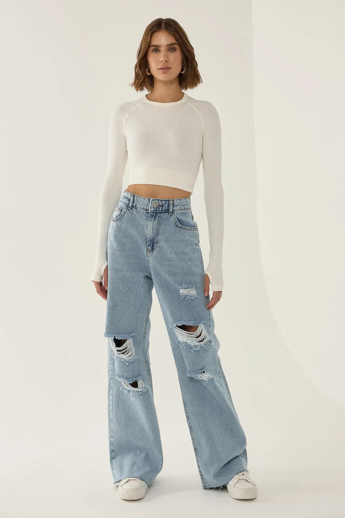 Top, HiCCUP, top scurt slim fit, jerseu-poliamida, Alb prafuit, S