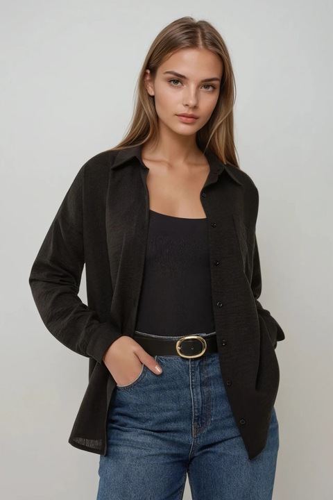 HiCCUP női ing, poliészter, normál szabású, fekete