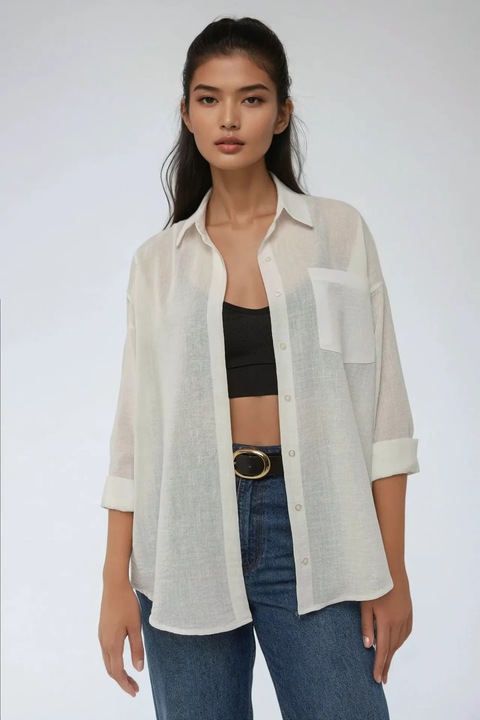 Női ing HiCCUP, poliészter, normál szabású, fehér