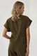 Bluza dama, HiCCUP, ajustata, decolteu in V, textil, Verde