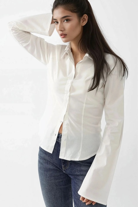 Camasa dama, HiCCUP, textil, alb