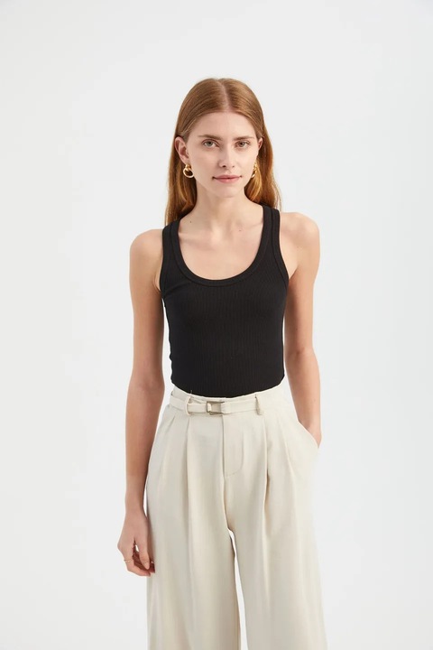 Дамски топ, HiCCUP, камизола, черен, трико