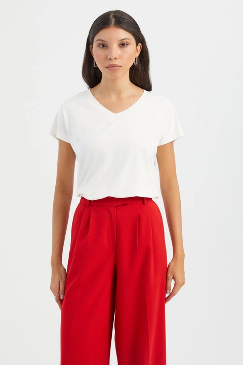 Tricou uni lejer, cu decolteu in V
