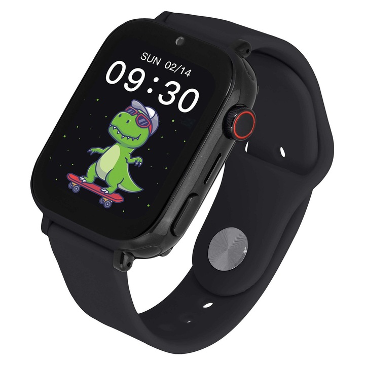 Смарт часовник, Garett, 4G, черен, сензорен екран, IP65, силиконова каишка