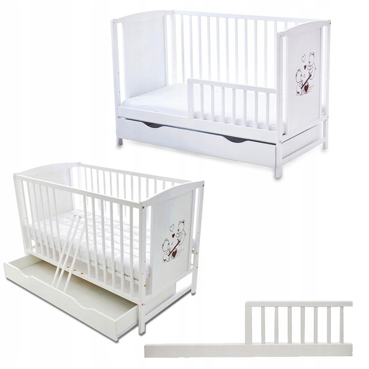 Бебешко креватче Luka, 120x60см, бяло, с преграда