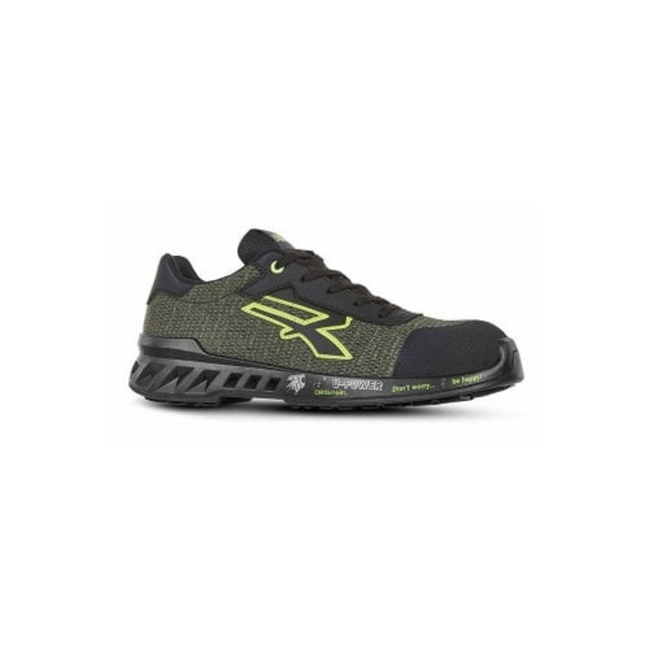 Pantofi de protectie cu bombeu aluminiu si lamela, S1P ESD Robin U-Power, culoarea negru 37 NEGRU-VERDE