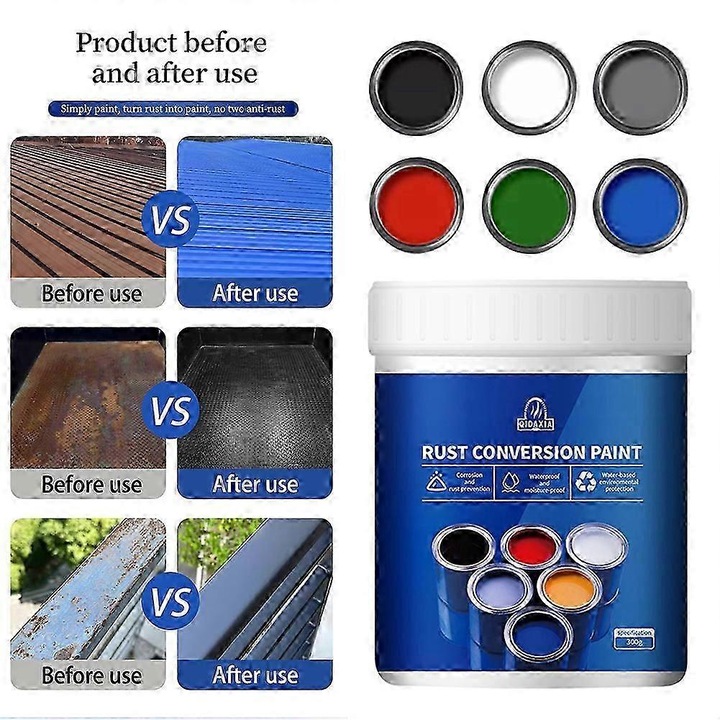Set vopsea convertor de rugina, 300g/500g, protectie impotriva vremii, verde, 10x8x8cm/11x9.5x9.5cm