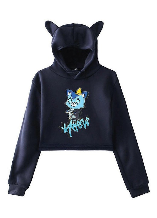 Hanorac cu gluga, bumbac si poliester, Bleumarin