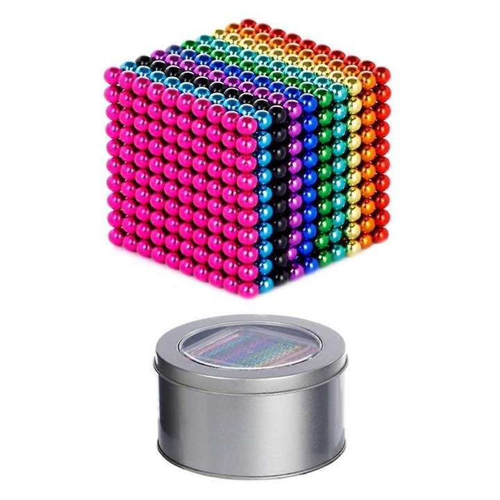 Set 1000 Bile Magnetice 3mm, Jocuri Educative, Multicolor, Antistres