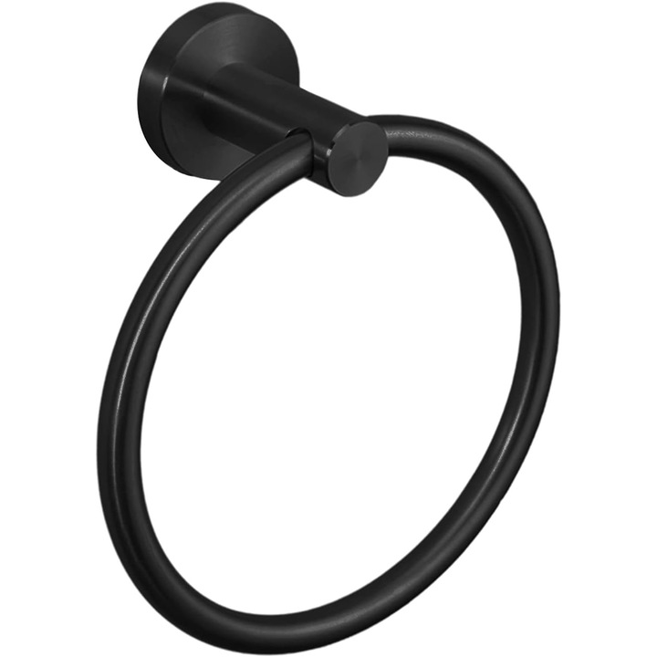 AYSTOAYS® törölközőgyűrű tartó, Rozsdamentes acél, Rozsda- és korróziógátló, Rejtett csavaros kialakítás, Könnyen telepíthető és használható, Fürdőszobába vagy WC-be, Fekete