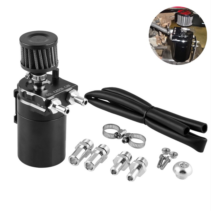 Cana de ulei 300ML, neagra si rosie, dimensiuni 22x11x9cm, set cu piese incluse