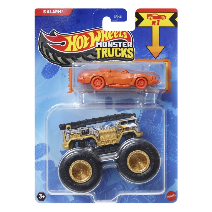 Hot Wheels Monster Truck autó szett, 5 jelzőhang