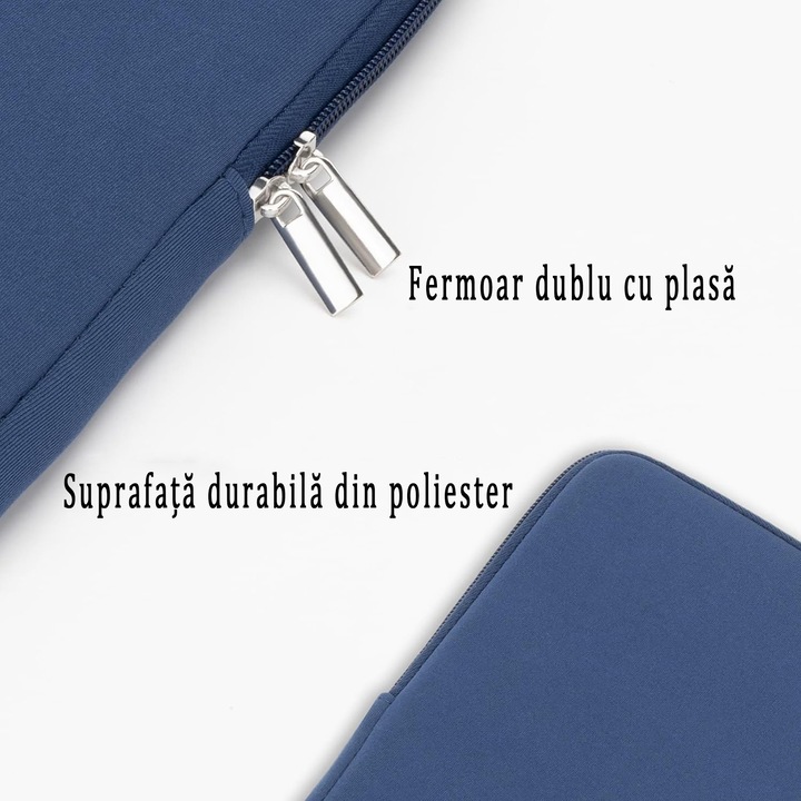 Laptop/Tablet Védő- és Hordtáska Neoprénből, Maximum 13" hüvelyk méretig, Cipzár, Fröccsenésálló/Puha szivacs az ütések ellen, Kék