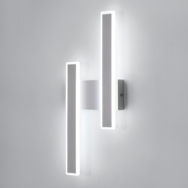 LED стенна лампа, Goeco, Интериорна, Модерна, Бяла, Студена светлина 6500K, 32W, 3600LM, Правоъгълна, за хол, спалня, коридор, стълбище