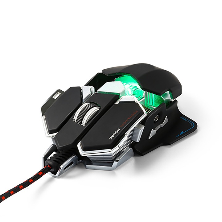 Гейминг мишка Akyta AM-3802C, регулируем размер, 4000DPI, програмируеми бутони, цвят черно