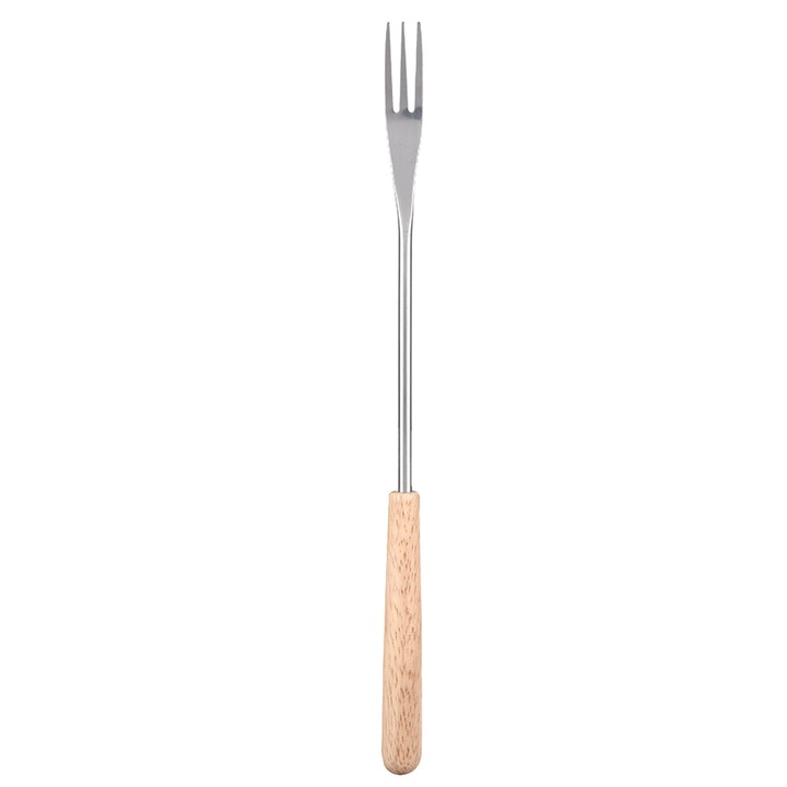 Furculita gratar Herusi, maner lemn, 26.5cm, inox