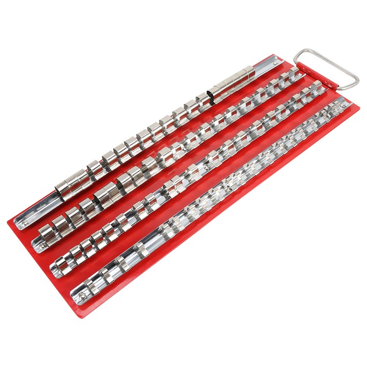 Organizator scule HERUSI suport 80 piese inox rezistent 1/2 1/4 3/8 inch