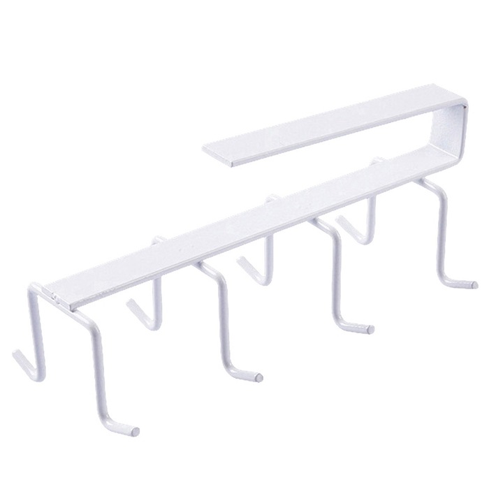 Jormftte konyhai akasztó, 8 kampós készlet, nagy kapacitású kivitel, fehér, 18x8.5x8cm