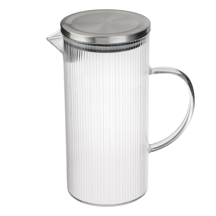 Ulcior din sticla cu model dungi & capac metalic 1.3l