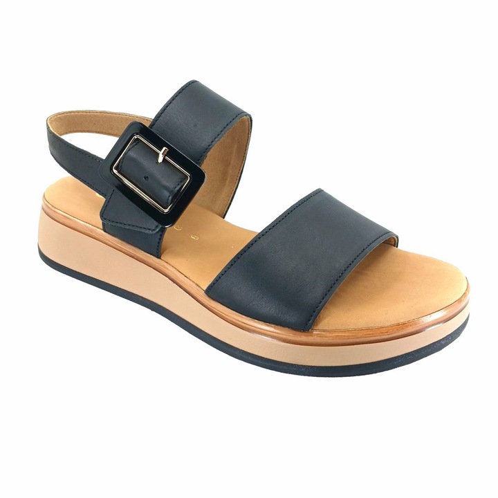 Дамски платформи Gabor, черна кожа, противоплъзгаща се EVA подметка, произведени в Португалия