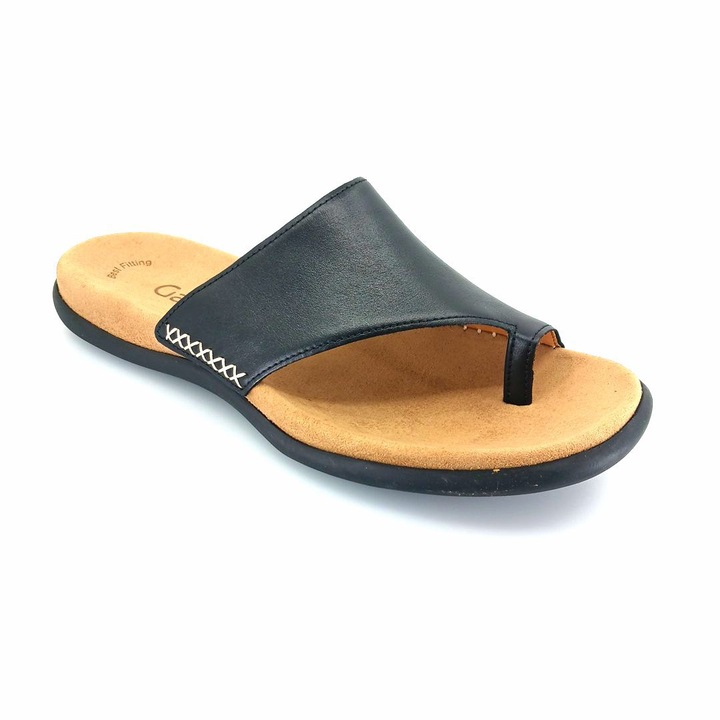 Дамски чехли Gabor, естествена кожа, неплъзгаща се подметка, черни