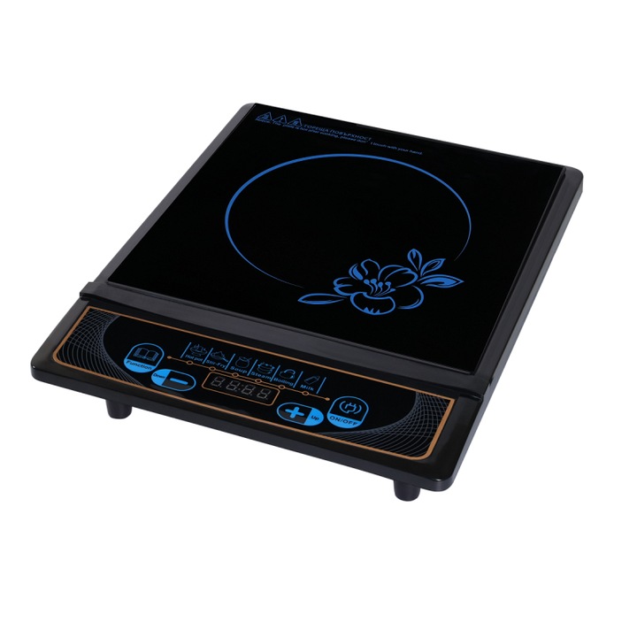 Egylapos indukciós főzőlap Elite EIP-1252M, 1500 W, Érintőképernyős vezérlés, LED kijelző, Túlmelegedés elleni védelem, Fekete/matt