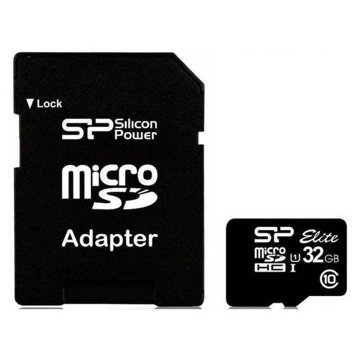 MicroSDHC UHS-1, Карта памет SP, Клас 10, Адаптер, 32GB