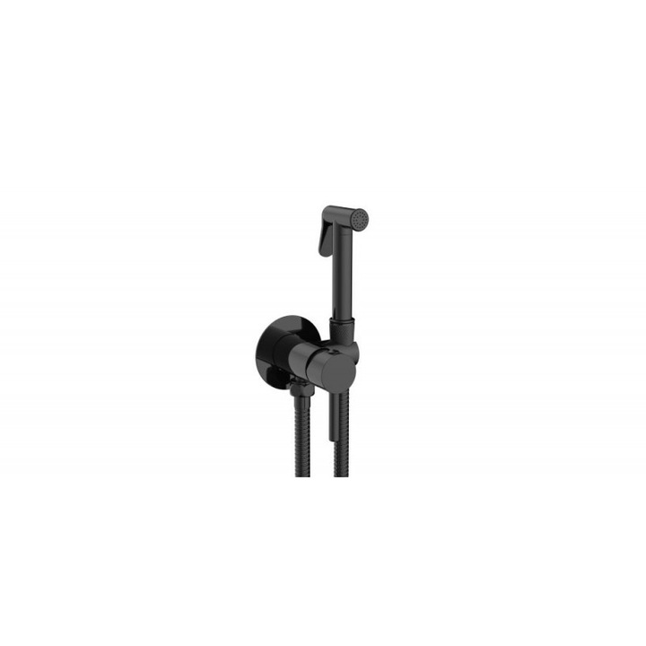 Смесител Inter Ceramic ICF 3314B, За биде, За вграждане, С шлаух, Черен Мат