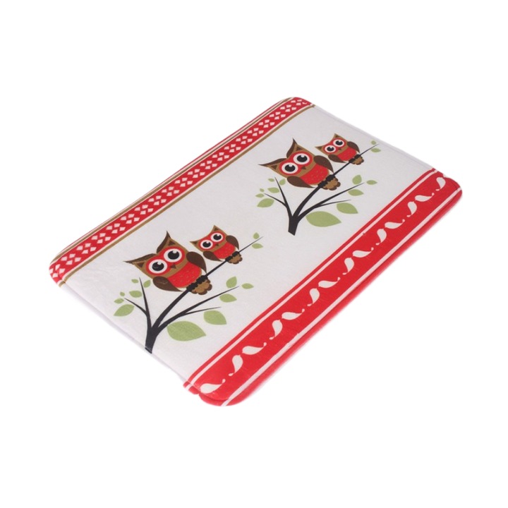 Covoras de baie Inter Ceramic Owl ICSC 198, Spuma cu memorie, 50x80 cm, Multicolor