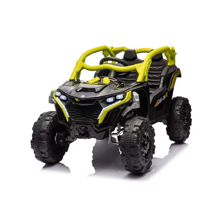 Електрическо бъги OFFROAD, Comando Kids, 2 режима на управление, 2 мотора, здрава рамка, система против преобръщане, озвучителна система / Bluetooth връзка, осветителна система, възраст 4-7 години, допустимо тегло 30 кг, зелен, черен