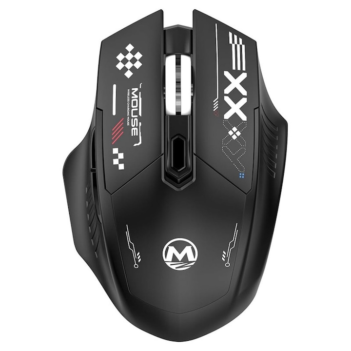 Vezeték nélküli gamer egér, 2 üzemmód 2.4G/Bluetooth, 3 állítható DPI szint, újratölthető, fekete színű