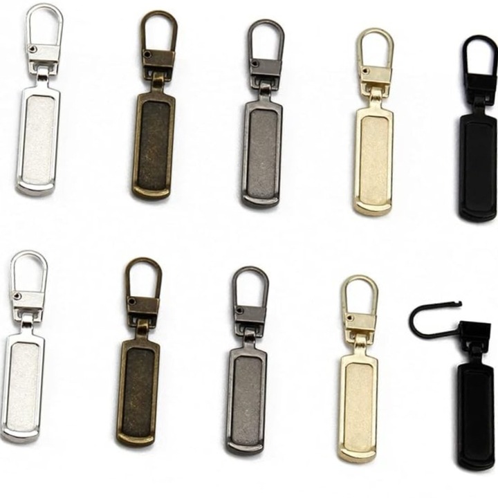 Set 10 lacatele de fermoar, diferite culori, Detasabil, inlocuibil, reparabil, universal, cu fermoar, pentru jachete de puf, pentru valize, metal