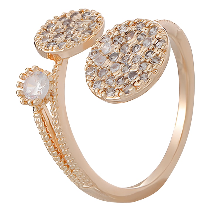 Inel de dama, Eclatiana®, S925/Zirconiu, reglabil, aur galben, hipoalergenic, intr-o cutie cadou de lux pentru bijuterii