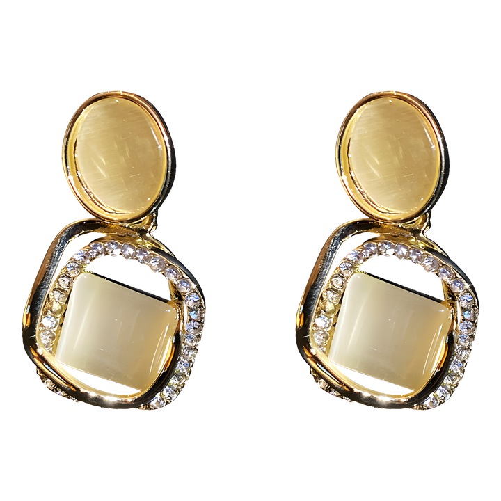 Елегантни обеци за жени, Eclatiana, S925/цирконий, злато, хипоалергенни, висококачествена подаръчна кутия за бижута