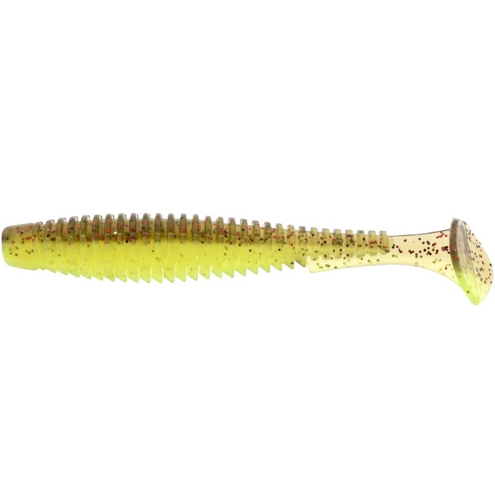 9 darabos FishUp U-Shad 7cm 203 Green Pumpkin Flo Chart szett sügér, csuka vagy süllő horgászatához