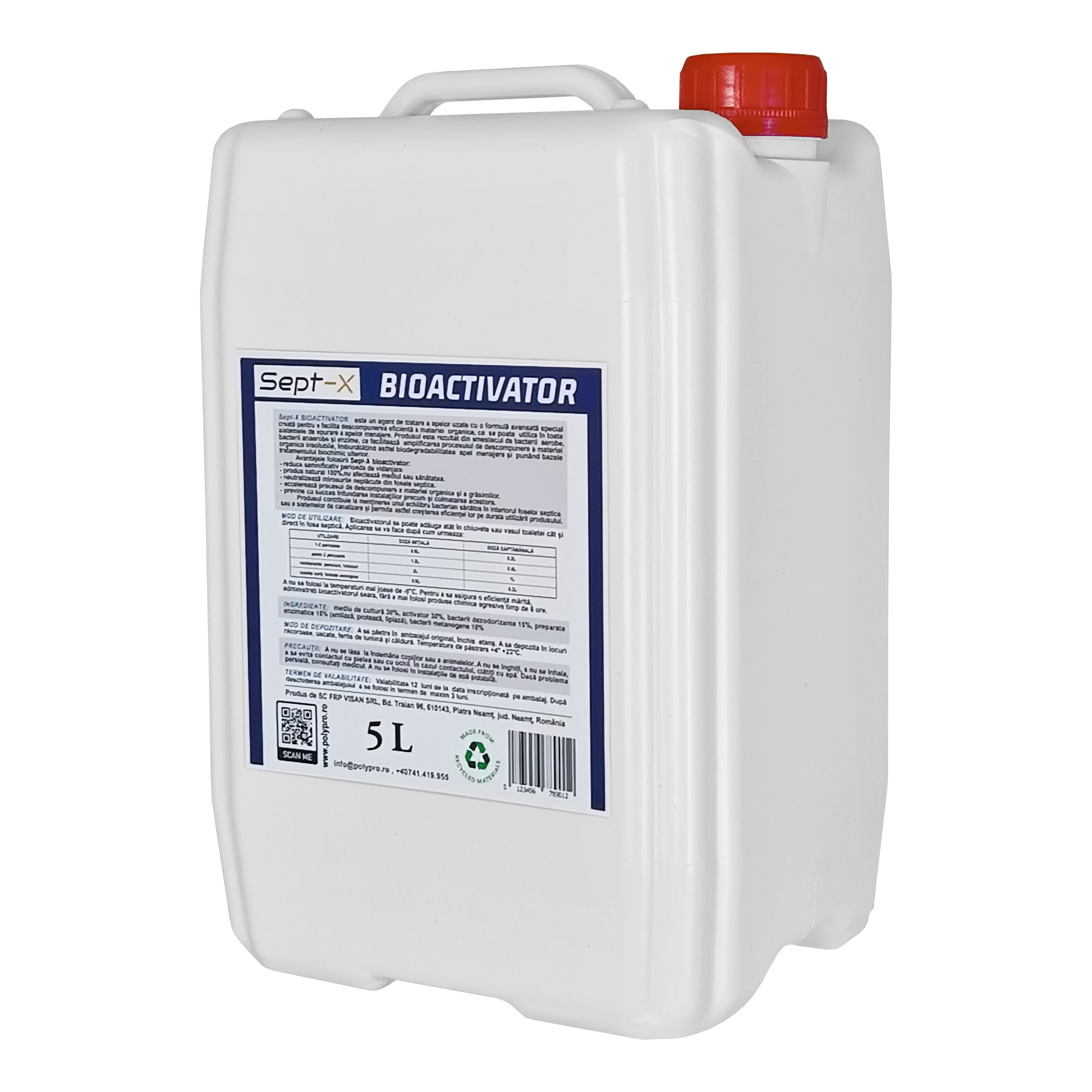 Bioactivator SEPT - X de 5 L pentru Fose Septice, Statii Epurare si ...