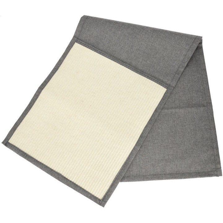 Covoras de ascutit gheare, pentru protectia canapelei, Sisal, 130 x 45 cm, culoare gri