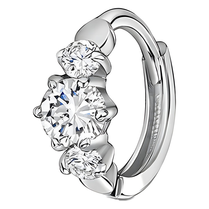 Дамски обеци, S925, Еклатиана, Сребро/Цирконий, 6 мм, Сребро, Хипоалергенни, Премиум подаръчна кутия за бижута