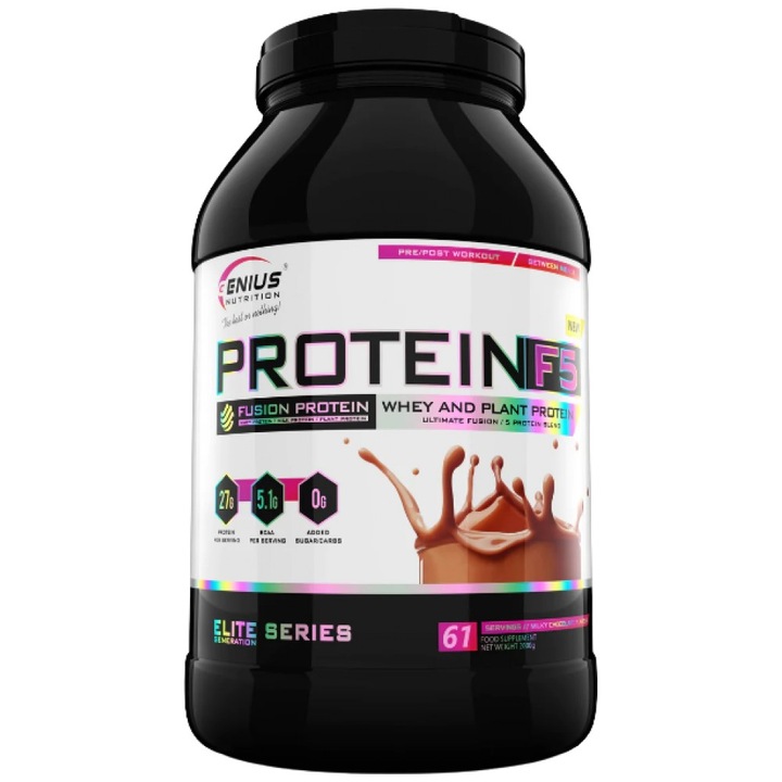 Genius Nutrition Protein F5 Fusion Matrix fehérje tejsavóval, tojással és növényi kivonattal, tejcsokoládéval, 2000 gramm