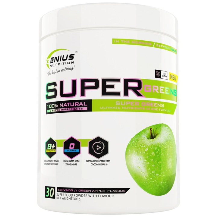Supliment alimentar pudra, Super Greens Genius Nutrition, 300g