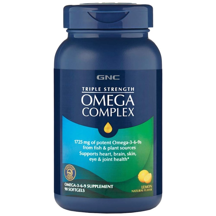 GNC Triple Strength Omega Complex, Acizi Grasi Omega-3-6-9, 90 cps