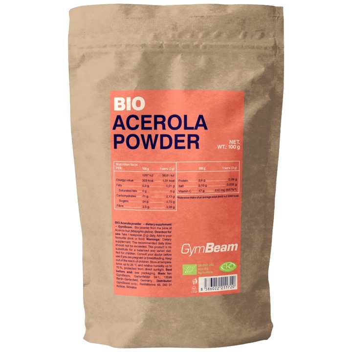 Acerola pulbere BIO, GymBeam, 100 g