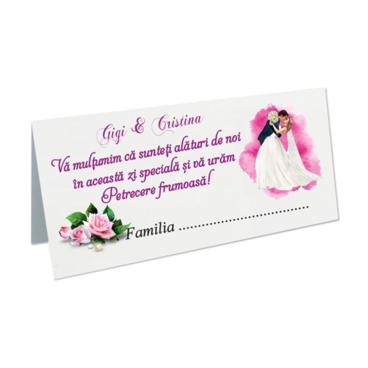 Plic Bani Nunta, Carton, Roz, Alb, PN27